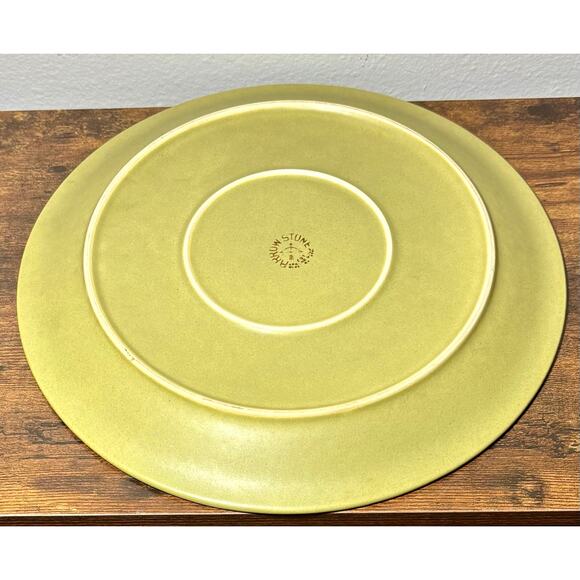 Vintage Arrow Stone Apache Green Kasuga Japan 12” Serving Platter Chop Plate 691 - Picture 4 of 6